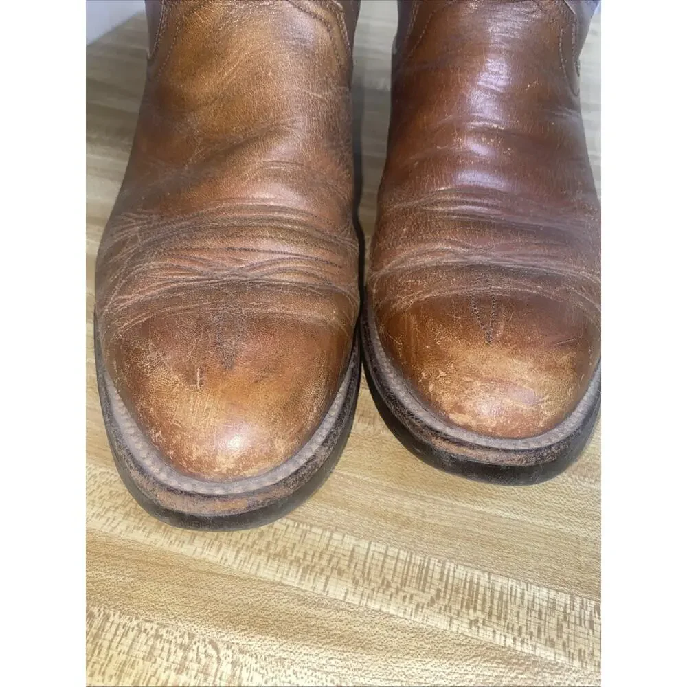 Hondo VTG 12” Tall Leather Western Cowboy Bulldog Heel Men Boots 8.5D
